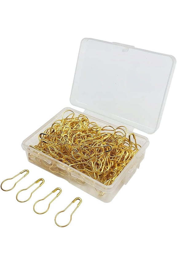 250 Pieces Metal Gourd Safety Pin, SourceTon 22mm / 0.87 Inch Bulb Pin Clothing Tag Pins Calabash Pin for Knitting and DIY Project with Storage BoxGold