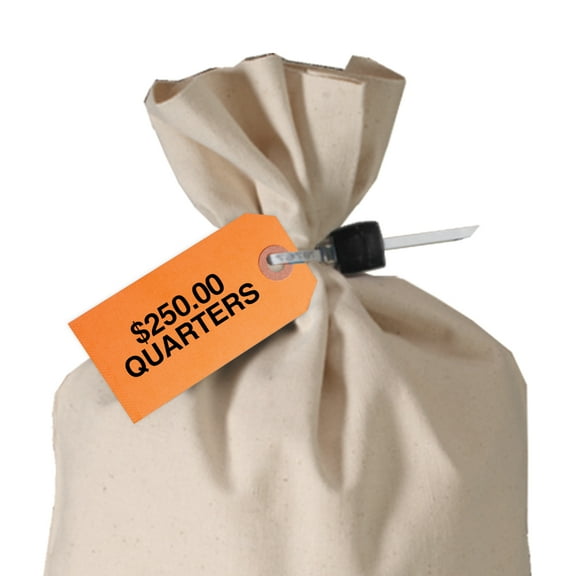 $250 Quarters - Coin Bag Label - Color-Coded - Hang Tag - Pack of 1000
