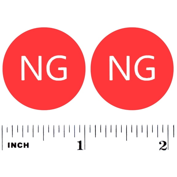 250 Red NG No Good Stickers Disapproval 1 Round Shape Adhesive Labels Warehouse Inventory Inspection Product Quality Control Failed Rejected Disapproved Circle dot Kiss Cut Stickers Labels
