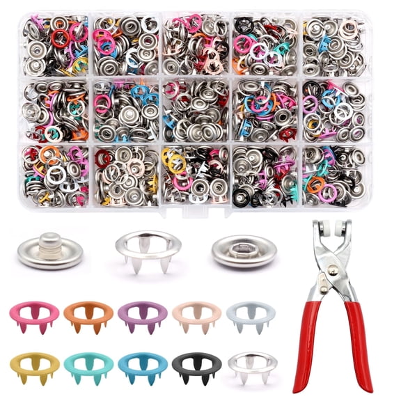 250 Sets Metal Snap Buttons With Fastener Pliers Press Tool Kits,Colorful Snap Buttons for Sewing and Crafting