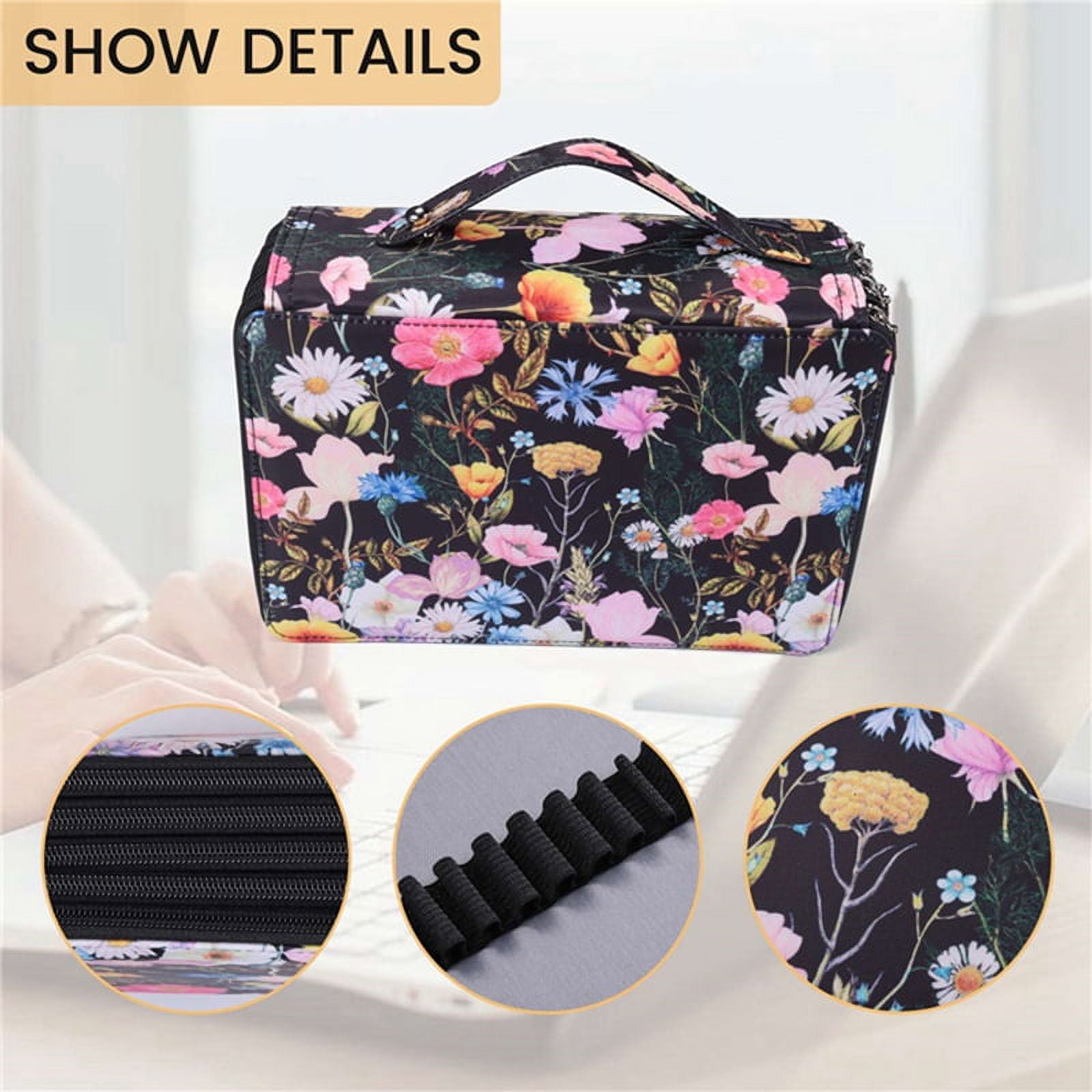 250 Slots Colored Pencil Case Organizer with 5 Layer Zipper- Capacity Pens Storage Holder Bag for Student Artist C