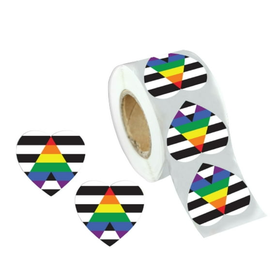 250 Straight Ally Allies LGBTQ Gay Pride Heart Stickers (250 per Roll)