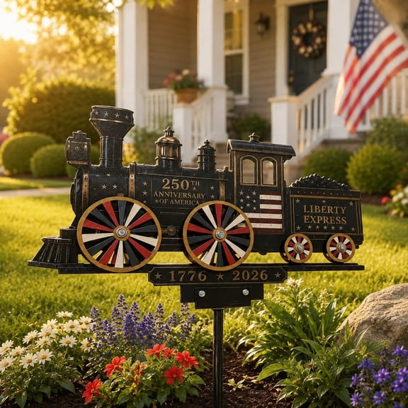 250 Train Garden Wind Spinner, Liberty Express Train Wind Spinner, Patriotic USA 250th Anniversary Metal Garden Decor, 1776-2026 Outdoor Lawn Patio Decoration, Veterans & Independence Day Gift