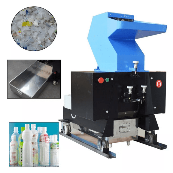 250 Type Plastic Shredder Plastic Granulator Bottle Crusher Blue Three Phase Motor Steel Material 220V 4KW
