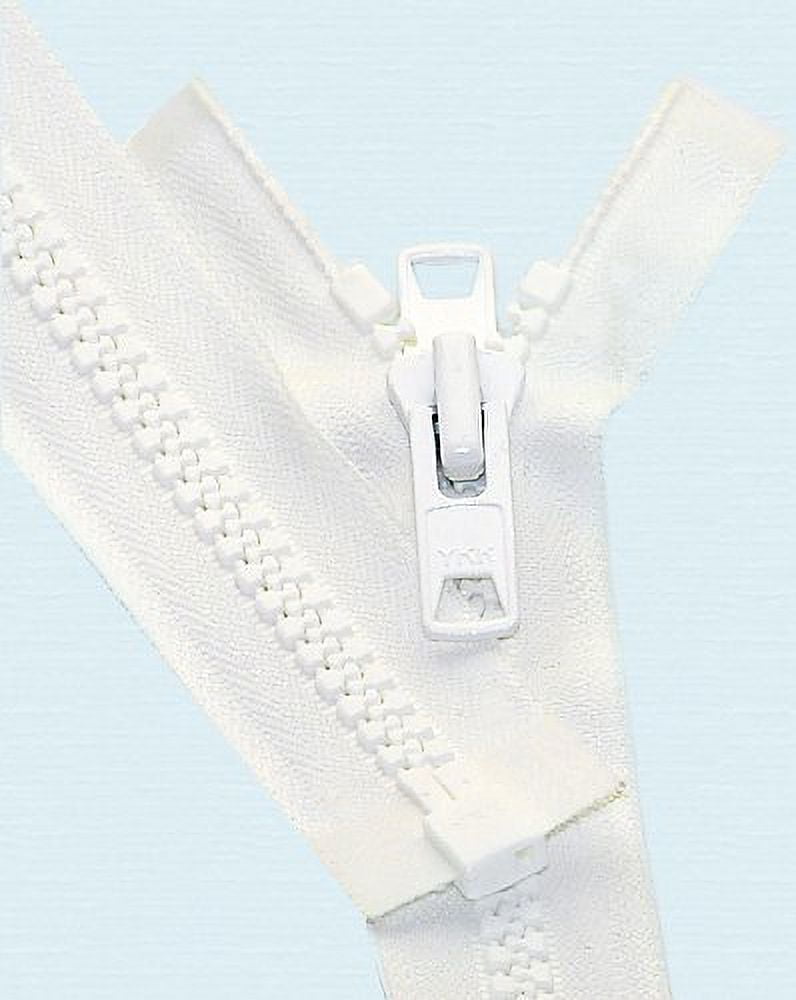 250" Vislon Zipper ~ YKK #10 Reversible Molded with 2 Heads ~ 501 White (1 Zipper / Pack)