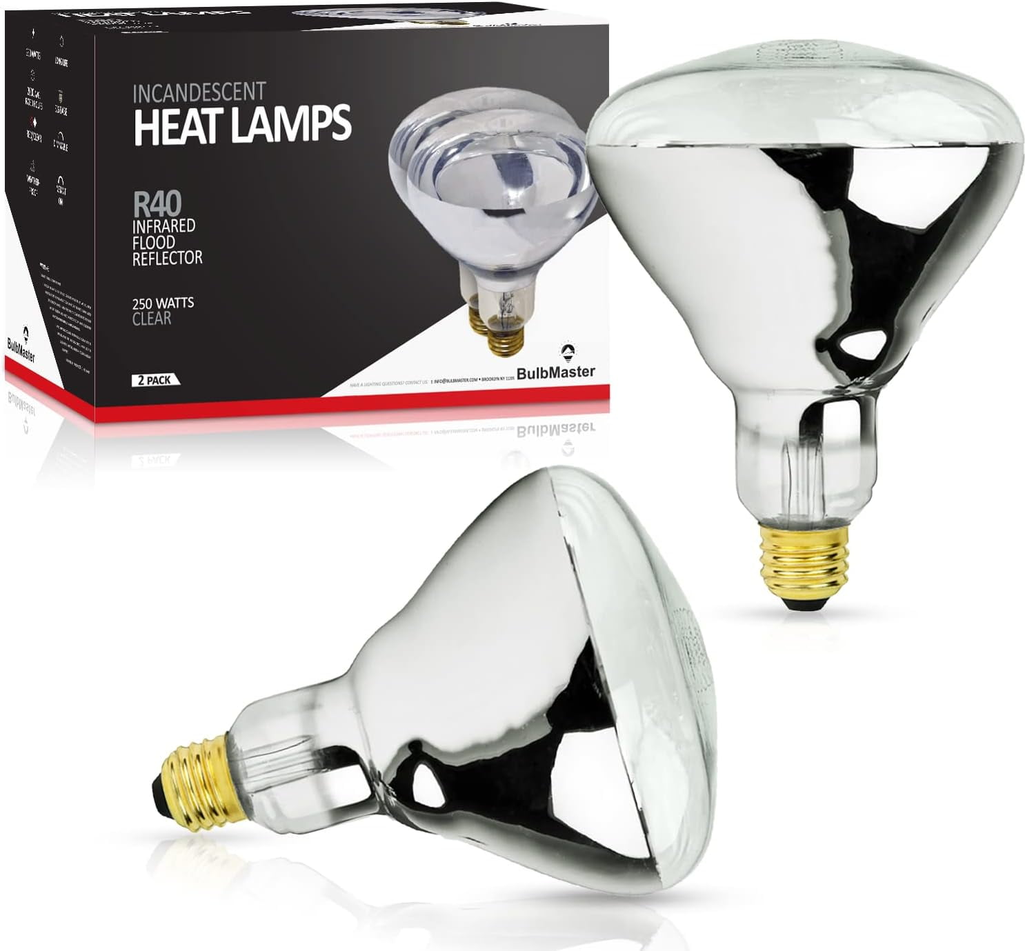 250 Watt Heat lamp Bulb for Bathroom R40 Incandescent Shower Lamp Clear ...