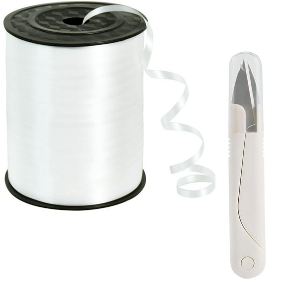 250 Yards Curling Ribbon,5mm Balloon String, Ribbon Thin Crafts Ribbons with Scissors for Crafts Project Gift Wrapping Wedding Birthday Party Decorations, White