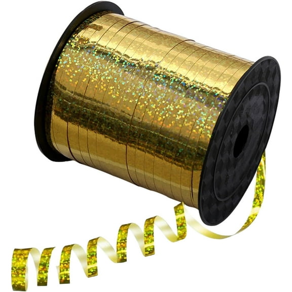 250 Yards Gold Curling Ribbon,0.5cm Wide Crimped Christmas Curling Ribbons for Gift Box Wrapping, Party Decoration, Balloon String, Hair, Ribbons for Florist Flower (Gold)