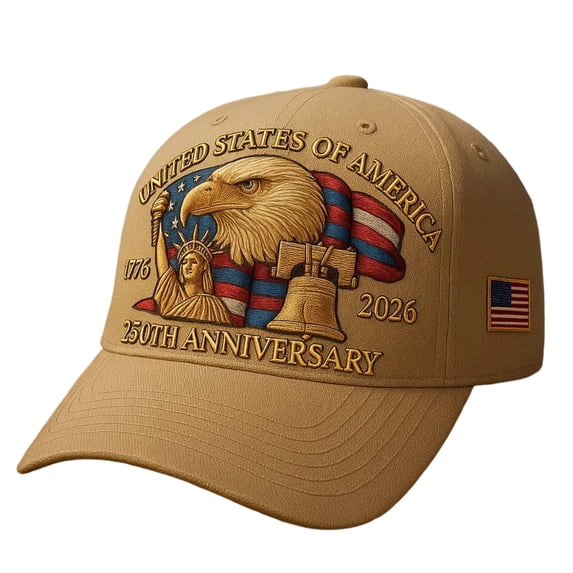 250 Year American Anniversary Embroidered Cap – USA Flag Patriotic Denim Hat, Vintage Distressed Style, Adjustable Metal Buckle Men Women