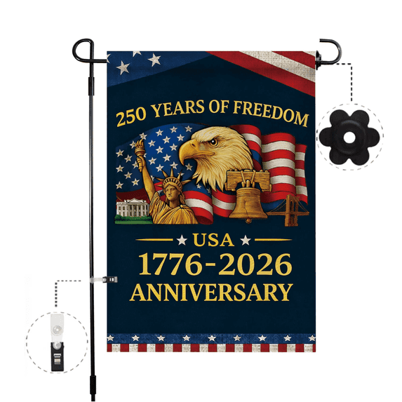 250 Year American Anniversary Flag 1776-2026 Commemorative Patriotic Garden Flags For Outside 12x18 Inch Double Sided Outdoor Banner Decorations