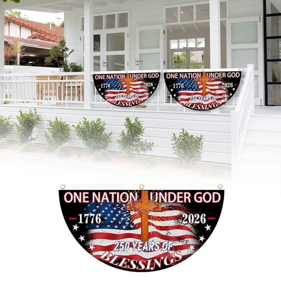 250 Year American Anniversary Flag,35.4"x17.7" Fan Flags Banner, 250th Anniversary USA Flag for Wall,Front Door,Porch,Fence, 4th of July Patriotic Gift,Bunting Flags Outdoor Decorations