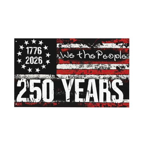 250 Year American Anniversary Flag 3x5 Ft Singe-Sided Outside 250Anniversary US Flag American Independence 1776–2026 Celebration Flag for Indoor Outdoor