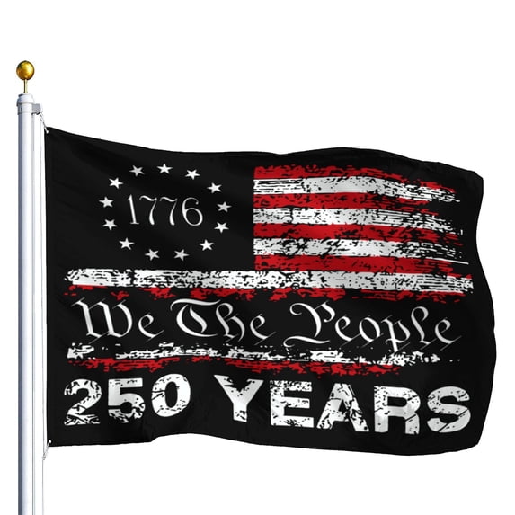 250 Year American Anniversary Flag 3x5FT 1776-2026 We the People 4th of July Patriotic Yard Signs Banner Decor for Room Wall Photo Backdrop Outdoor House with Brass Grommets(J)