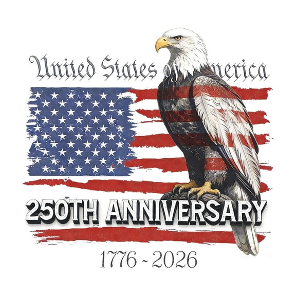 250 Year American Anniversary Flag​ Design Sticker Patriotic Eagle Red White Blue Colors 1776-2026 Dates Car Bumper Window Decoration
