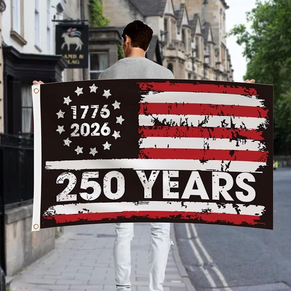 250 Year American Anniversary Flag, USA 1776-2026 3x5 FT Heavy Duty America 250 Merchandise Outdoor Flag with Grommets for 4th of July & Patriotic Decor