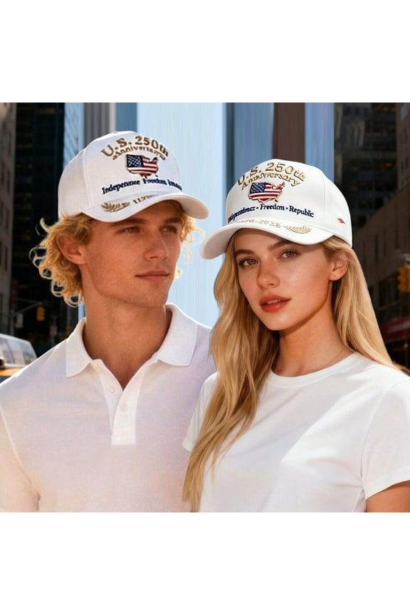 250 Year American Anniversary Hat 250th United States Celebration Baseball Cap Adjustable Patriotic Hats White