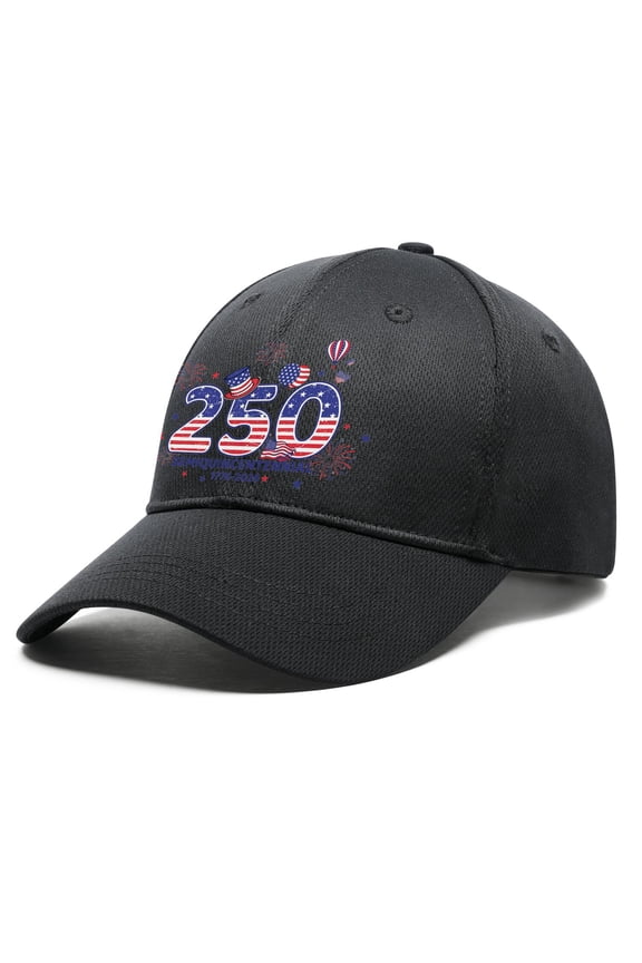 250 Year American Anniversary Hat, Marine Corps 250th Anniversary, Patriotic Print Baseball Cap, Adjustable Fit for Outdoor Events and Gifting Black