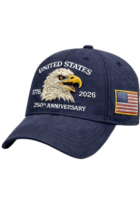 250 Year American Anniversary Hat, Official USA 250th Anniversary Merchandise Baseball Cap with Embroidered Flag, Patriotic Gift for 1776-2026