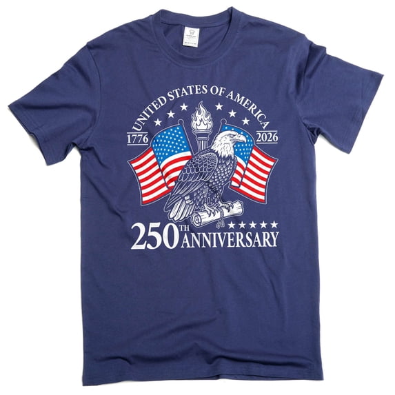 250 Year US Independence Day T-shirt 1776-2026 250th anniversary Tee Shirt (Large Navy Blue)