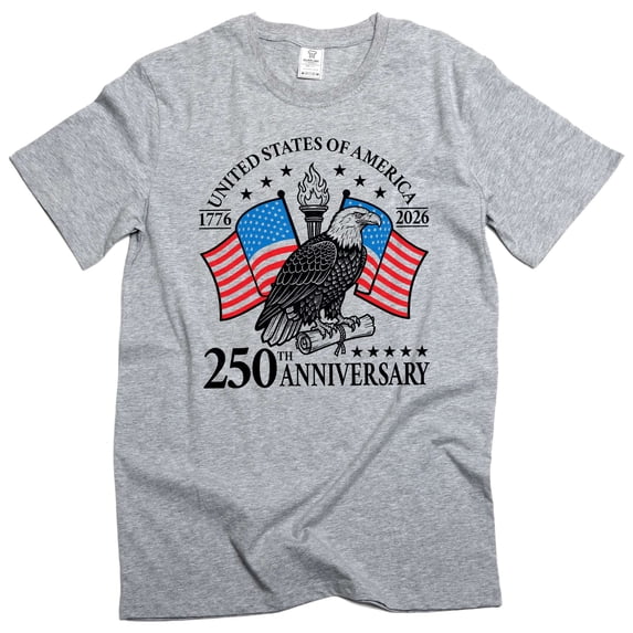 250 Year US Independence Day T-shirt 1776-2026 250th anniversary Tee Shirt (X-Large Grey)