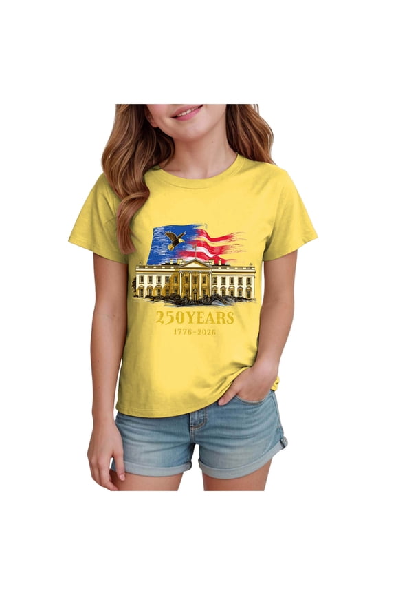 250 Years 1776-2026 250th Birthday Eagle Liberty Shirts Boys Girls,Yellow