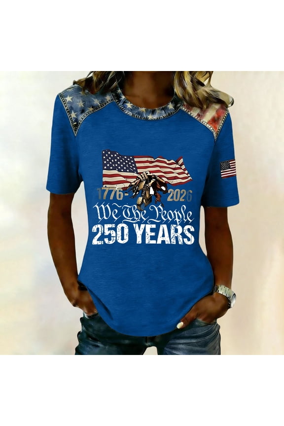 250 Years 1776-2026 250th Birthday Eagle T-Shirt for Celebrate 250th Anniversary of America Patriotic Veteran Tee 250 Merchandise Short-Sleeved Top for Woman