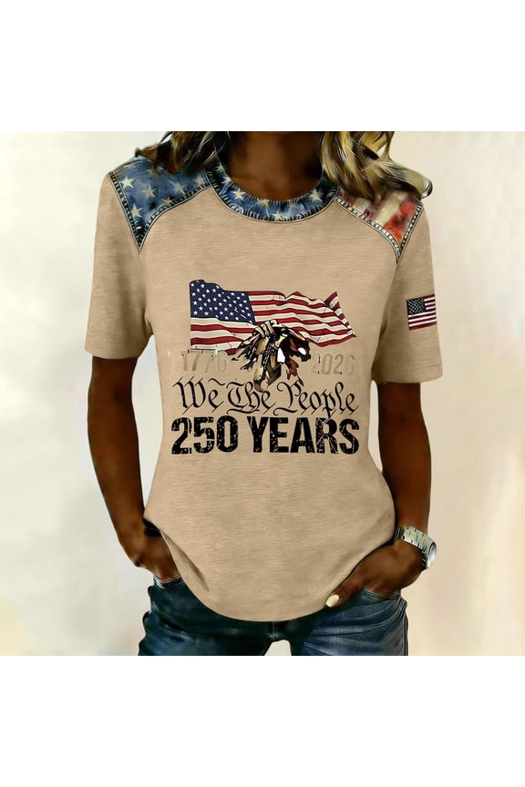 250 Years 1776-2026 250th Birthday Eagle T-Shirt for Celebrate 250th Anniversary of America Patriotic Veteran Tee 250 Merchandise Short-Sleeved Top for Woman