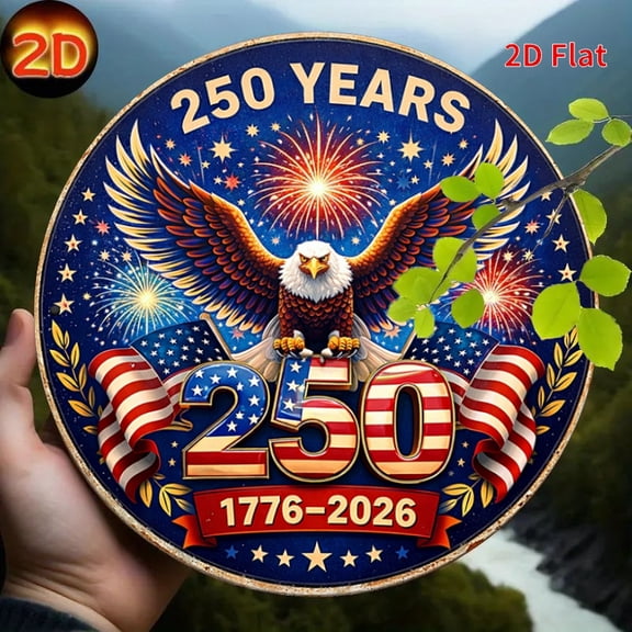 250 Years 1776-2026 Metal Sign Usa 250Th Anniversary Patriotic Decor, 8" Aluminum Artwork For 4Th Of July And American History Celebrations, Vintage Style Wall Hanging, 1pc, 2D Flat