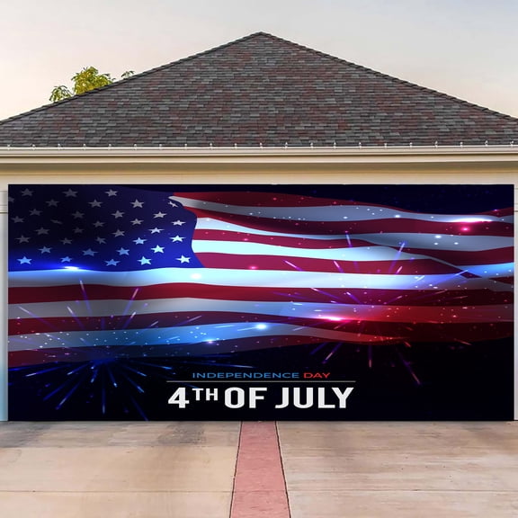 250 Years 4th of July USA Patriotic Garage Door Banner Decorations 6x13 Ft Red White Blue Merican Flag Garage Backdrop 250th Anniversary Memorial Photo Background with Stars and Stripes Flag