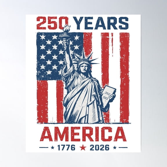 250 Years America Anniversary 1776 2026 Statue Of Liberty, Unframed Poster