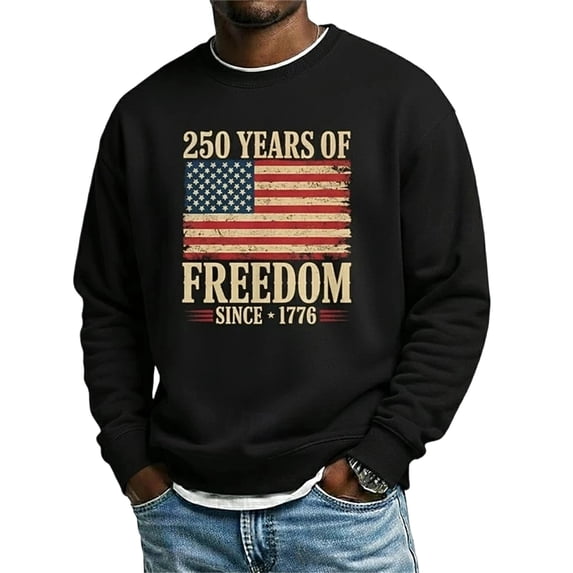 250 Years America Anniversary 250th Independence Day Vintage American Flag Print Sweatshirt