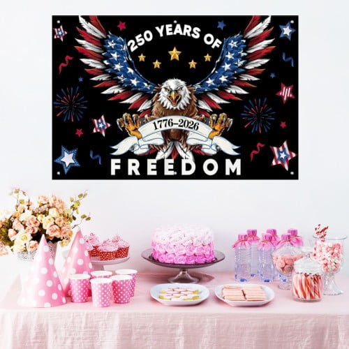 250 Years America Backdrop Banner Photography Background for 250th Anniversary USA Theme 4th of July Independence Day Home Garden Outdoor Party Decorations Supplies 40x60 IN