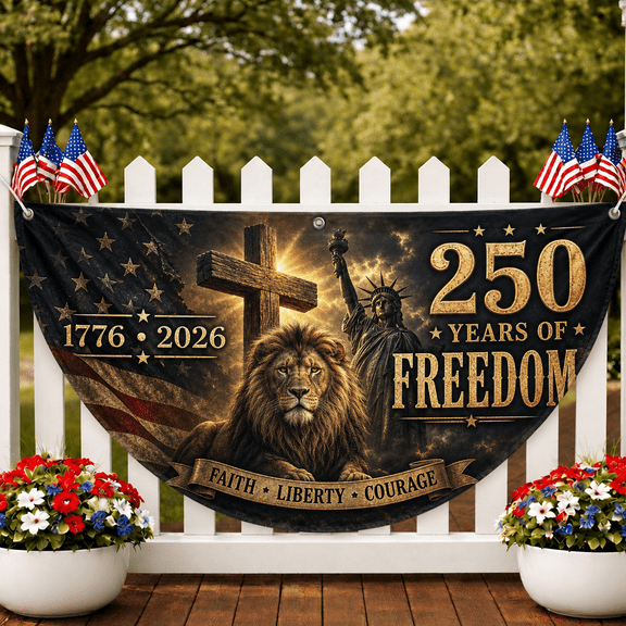 250 Years America Flag Lion Cross Freedom Banner for 2026 Patriotic Celebration,american flag, usa flag, 4th of july flag, america 1776