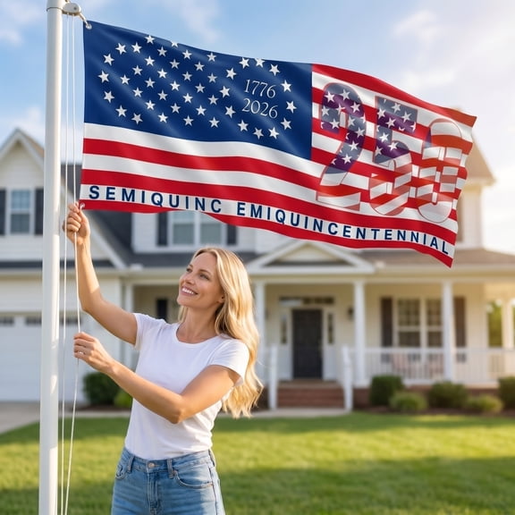 250 Years America Flag, US 250th Anniversary Flags 1776-2026 Merchandise Banner, 250 Anniversary USA Flag with Grommets, Outdoor Patriotic Yard Garden Décor B