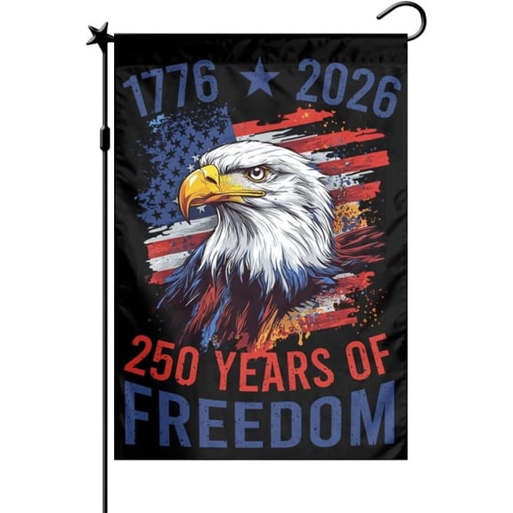 250 Years America Garden Flag,12 x 18 Inch American Flags Eagle Design 1776-2026 Commemorative Double-Sided Garden Banner Independence Day Decor for Indoor Outdoor Garden Decoration