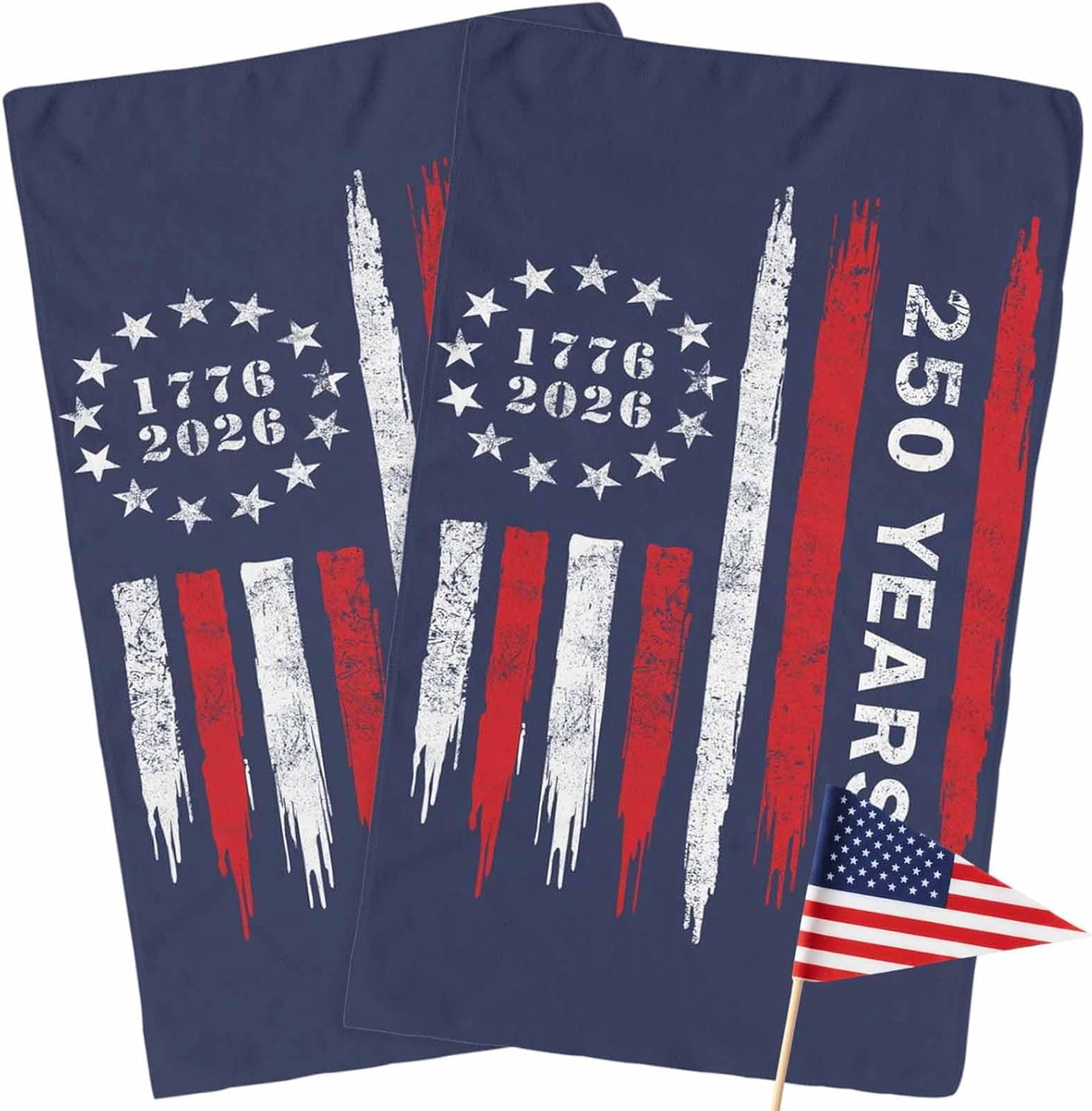 250 Years America Kitchen Towel th Anniversary Red White Blue Quick Dry Absorbent Dish Towels Soft Microfiber Cloth Dishcloth for Kitchen Cooking Baking 18 x 26 Inch, 2 Pack