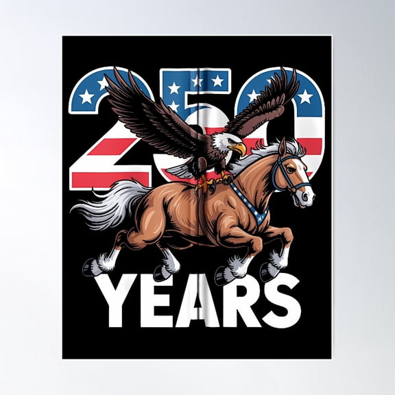 250 Years America Semi-Quincentennial Eagle On Horse Stretched Canvas 12x16in
