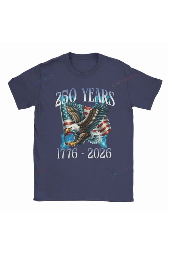 250 Years of America T-Shirt, 1776-2026 Patriotic Eagle Graphic Tee, USA 250th Anniversary Commemorative Shirt for Men Women, Soft Cotton Independence Day Gift,M,navy