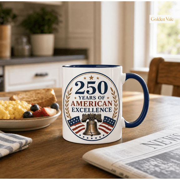 250 Years American Excellence Mug Patriotic Liberty Bell Coffee Cup Gift