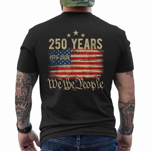 250 Years American Flag 250Th Anniversary Usa 4Th Of July Men's T-shirt Back Print