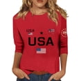 thumbnail image 1 of 250 Years American Flag 250th Anniversary USA T-Shirt 3/4 Sleeve Top Soft Lightweight Tee, 1 of 3