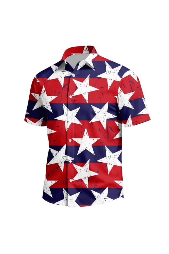 250 Years American Flag Shirt for Men Patriotic Star Print Red White Blue Short Sleeve Button Down Blouse V Neck Freedom Comfy Spring Summer T-Shirt Relaxed Fit,S,#04 Blue