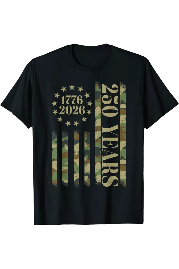 250 Years Anniversary 250th Independence Day Camo US Flag T-Shirt