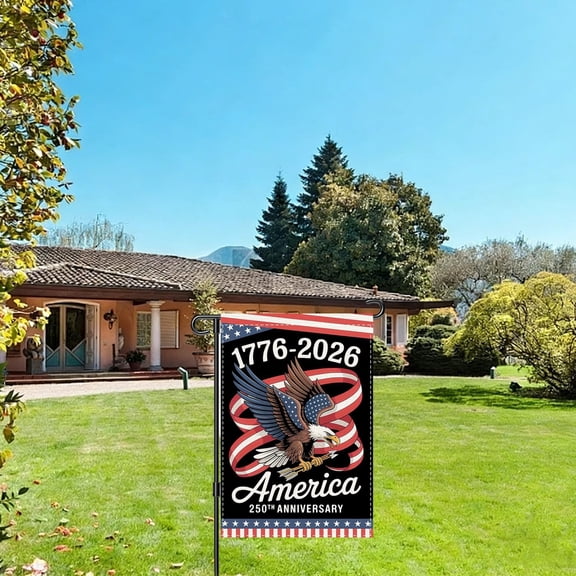 250 Years Anniversary Garden Flag Independence Day Garden Banner 1776-2026 Celebrating Freedom USA Eagle Decor 12 x 18 Inch Holiday Garden Flags for Farmhouse Yard Outdoor Flag Decor