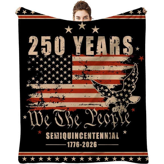 250 Years Blanket, Patriotic American Flag Star Stripe Blanket, Flannel Soft Warm Cozy Throw Blanket for Sofa Chair Bed