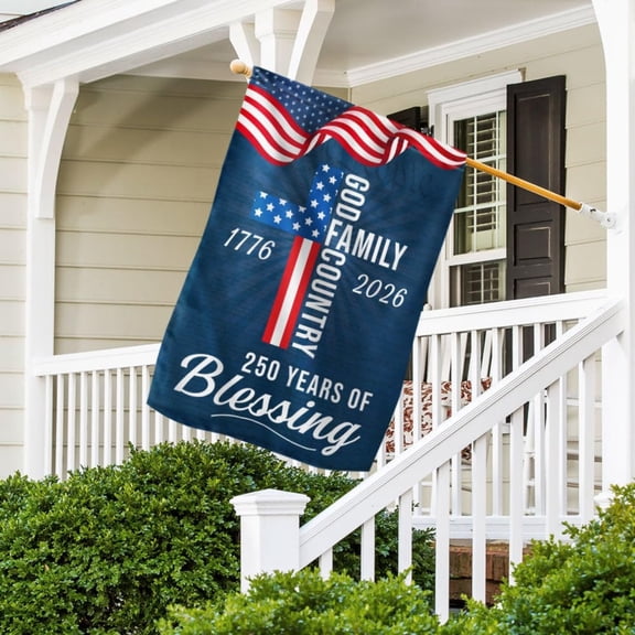 250 Years Of Blessing American 250Th Anniversary Garden Flag, High Quality Weather Resistant Uv Fade Resistant, For Garden Yard Patio Porch Decor 39.3*27.5 Inch
