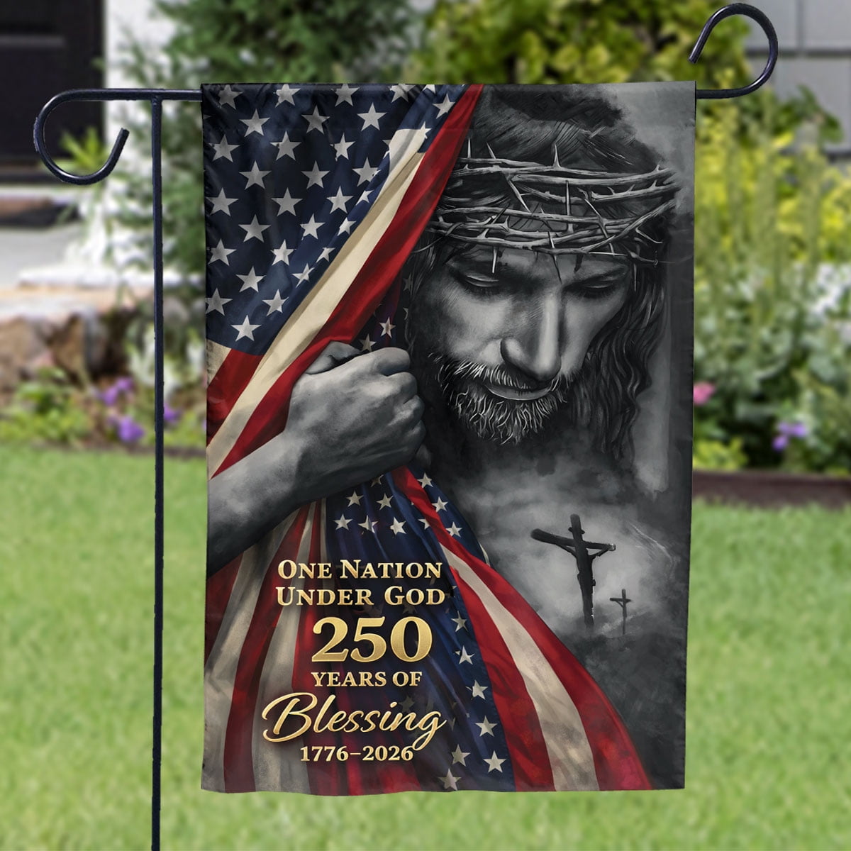 250 Years of Blessings America Garden Flag, One Nation Under God,USA 250th Anniversary Patriotic House Flag (29.5x39.5) Double Sided-Decorative Indoor Outdoor
