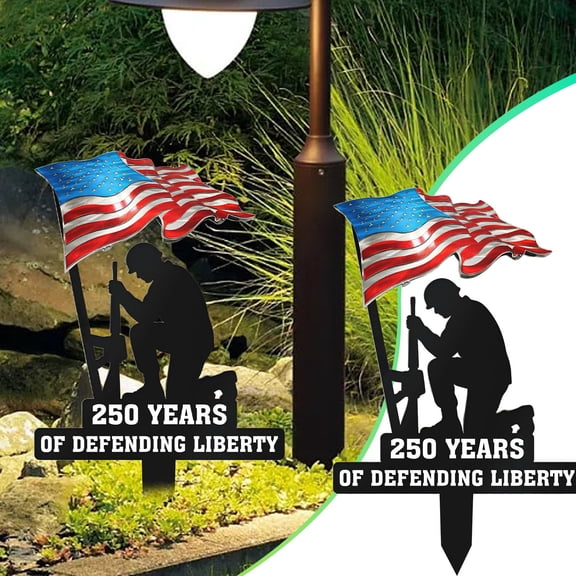 250 Years of Defending Liberty Metal Garden Stake, Durable Iron Patriotic Yard Sign, 250Th Anniversary Bell Outdoor Decor for Lawn, Garden, and Memorial Display,7.87 Inch