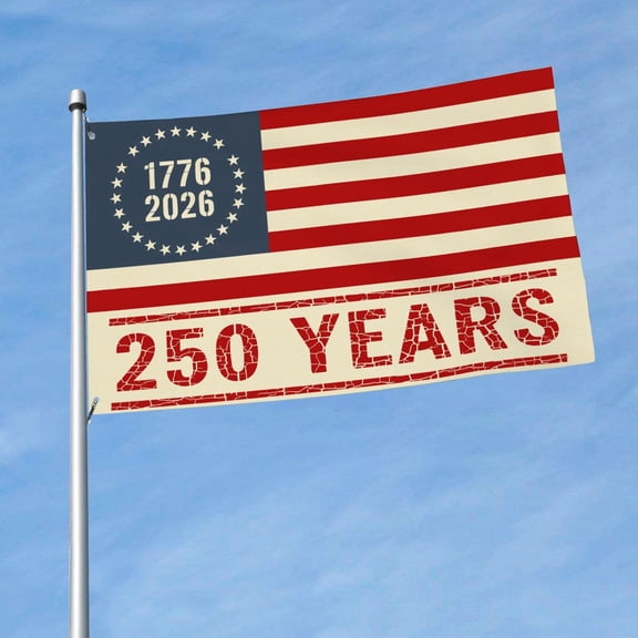250 Years Flag 1776-2026 Flag Patriotic Decor Outdoor Flag 13 Star Flag 5 X 3 FT Large Vintage Flag with 13 Stars and 250 Years Design for Outdoor 250th Anniversary Gatherings