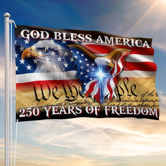 250 Years Of Freedom American Flag,4th of July 3x5 Ft Outdoor Double Sided 3 Ply Heavy Duty Patriotic Flag,1776-2026 USA 250th Birthday Anniversary Commemorative Flags Fade Resistant